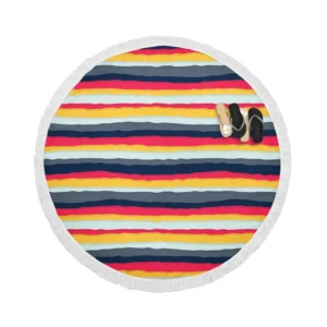 Colored Stripes Pattern Design Round Beach Towel