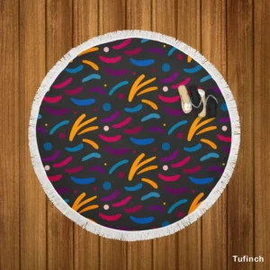 Colorful Abstract Shapes Design Round Beach Towel