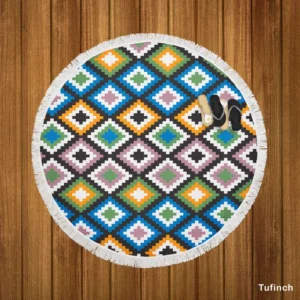 Colorful Arabian Pattern Round Beach Towel