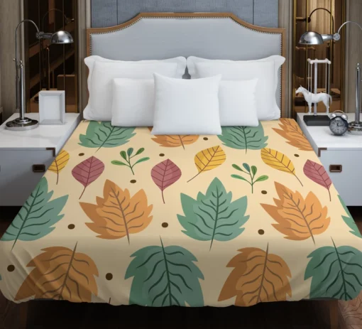 Colorful Autumn Mix Nature Leaves Duvet Cover