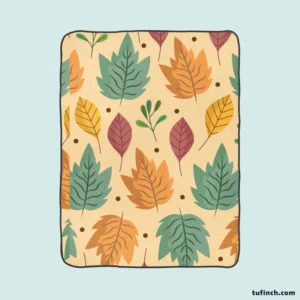 Colorful Autumn Mix Nature Leaves Fleece Blanket 1