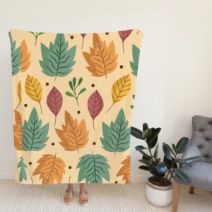 Colorful Autumn Mix Nature Leaves Fleece Blanket