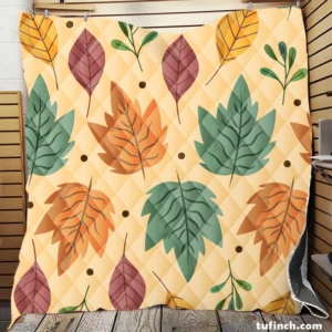 Colorful Autumn Mix Nature Leaves Quilt Blanket