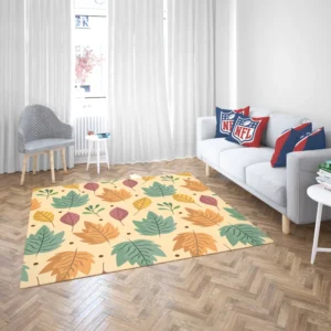 Colorful Autumn Mix Nature Leaves Rug 2