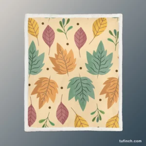 Colorful Autumn Mix Nature Leaves Sherpa Fleece Blanket 1