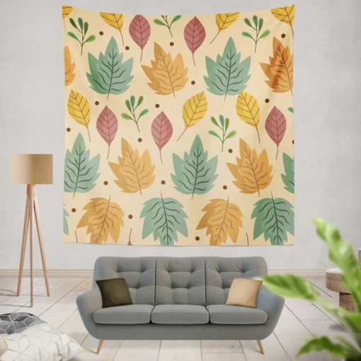 Colorful Autumn Mix Nature Leaves Wall Tapestry