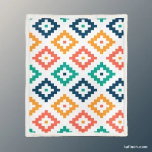 Colorful Aztec Simple Pattern Sherpa Fleece Blanket 1