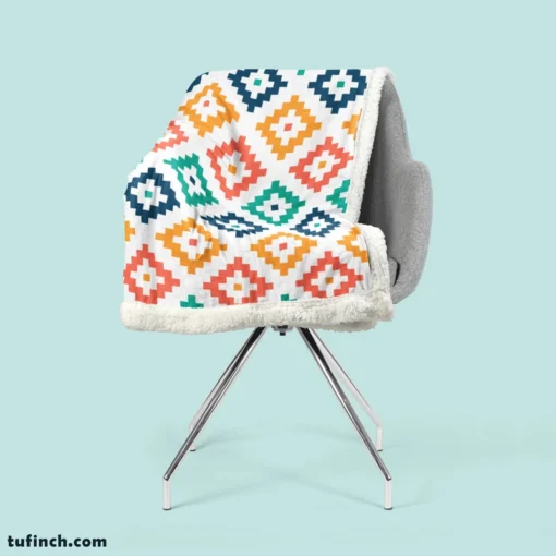 Colorful Aztec Simple Pattern Sherpa Fleece Blanket 2