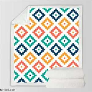 Colorful Aztec Simple Pattern Sherpa Fleece Blanket