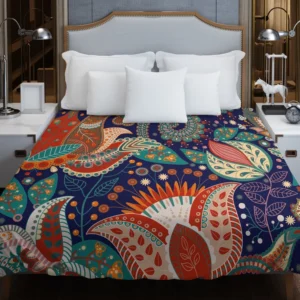 Colorful Batik Floral Design Duvet Cover