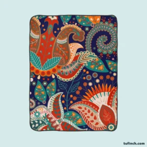 Colorful Batik Floral Design Fleece Blanket 1