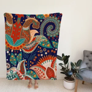 Colorful Batik Floral Design Fleece Blanket