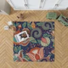 Colorful Batik Floral Design Rug