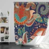 Colorful Batik Floral Design Shower Curtain