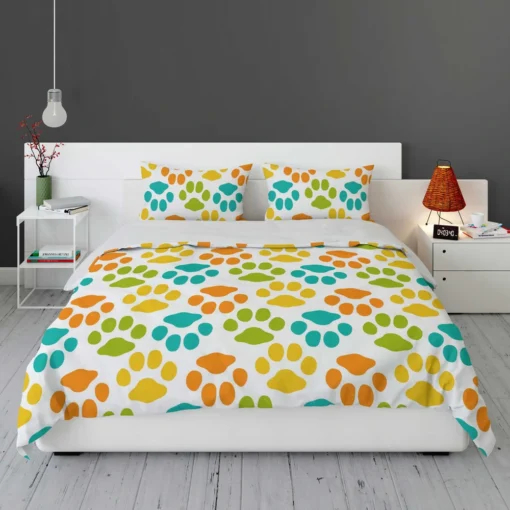 Colorful Dog Traces Design Bedding Set 1