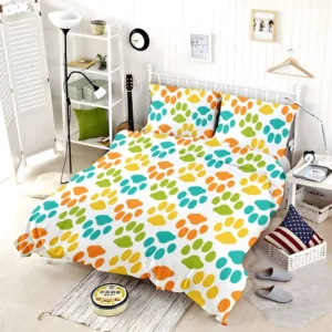 Colorful Dog Traces Design Bedding Set