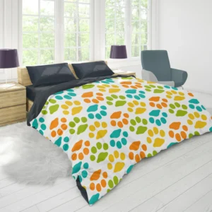 Colorful Dog Traces Design Duvet Cover 1