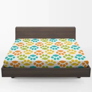 Colorful Dog Traces Design Fitted Sheet 1