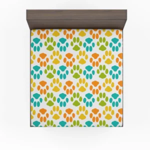 Colorful Dog Traces Design Fitted Sheet