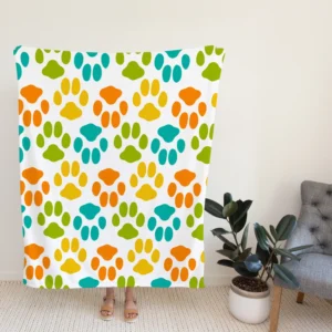 Colorful Dog Traces Design Fleece Blanket