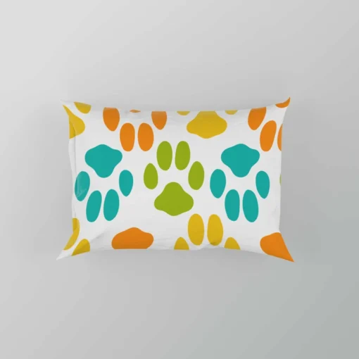 Colorful Dog Traces Design Pillow Case