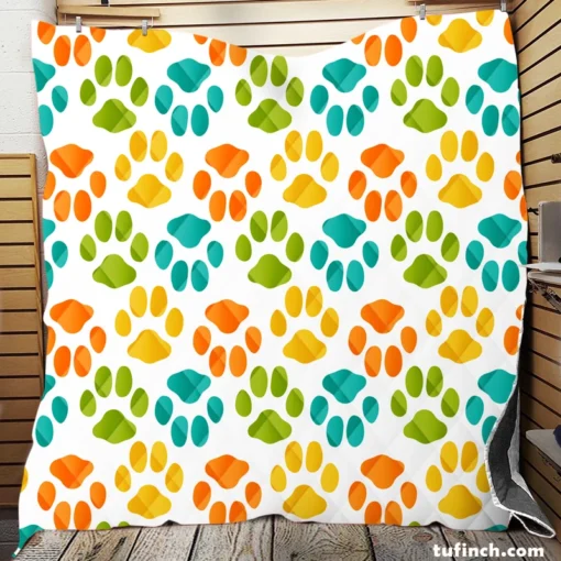 Colorful Dog Traces Design Quilt Blanket