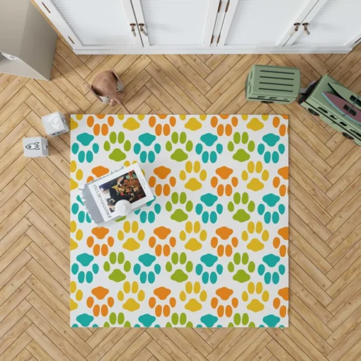 Colorful Dog Traces Design Rug