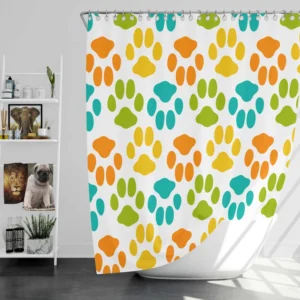 Colorful Dog Traces Design Shower Curtain