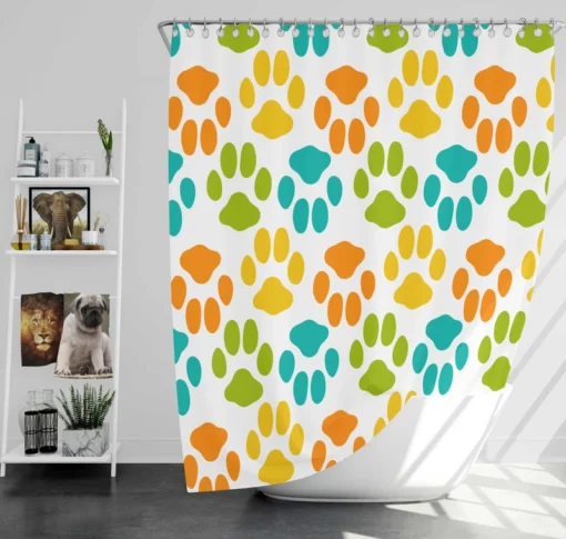 Colorful Dog Traces Design Shower Curtain