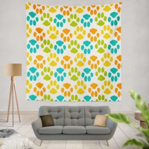 Colorful Dog Traces Design Wall Tapestry