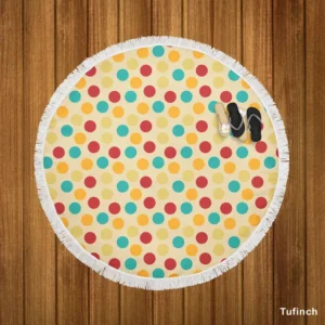 Colorful Dots Design Round Beach Towel