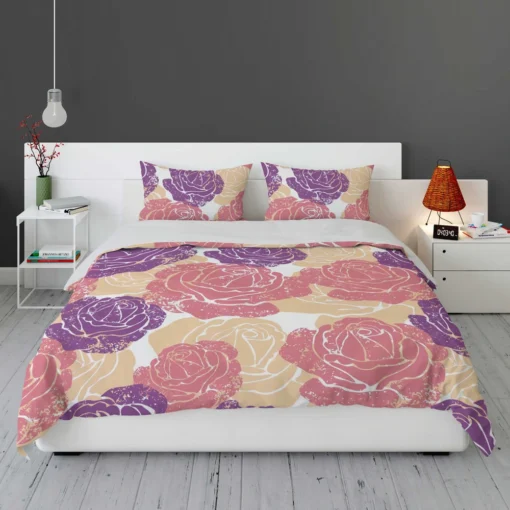 Colorful Drawn Roses Bedding Set 1