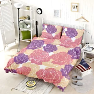 Colorful Drawn Roses Bedding Set