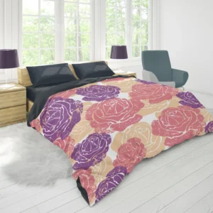 Colorful Drawn Roses Duvet Cover 1