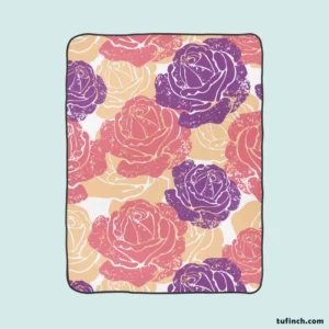 Colorful Drawn Roses Fleece Blanket 1