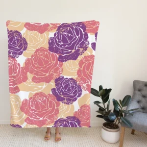 Colorful Drawn Roses Fleece Blanket