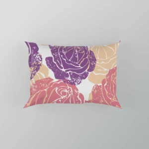 Colorful Drawn Roses Pillow Case