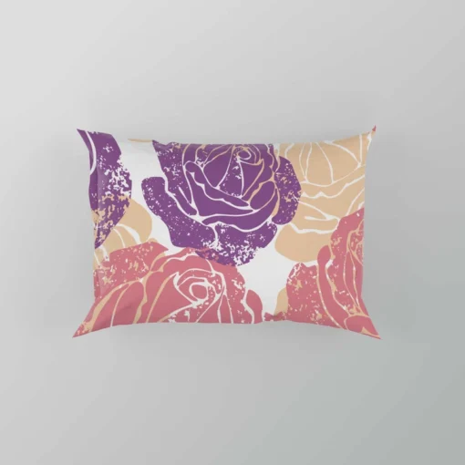 Colorful Drawn Roses Pillow Case