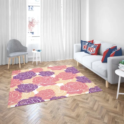 Colorful Drawn Roses Rug 2