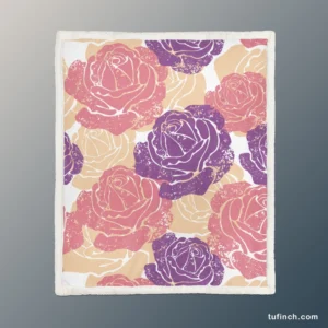 Colorful Drawn Roses Sherpa Fleece Blanket 1