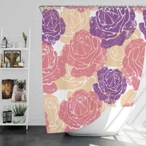 Colorful Drawn Roses Shower Curtain