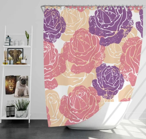 Colorful Drawn Roses Shower Curtain