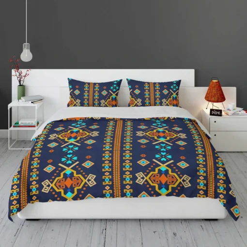 Colorful Ethnic Blue Pattern Bedding Set 1