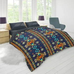 Colorful Ethnic Blue Pattern Duvet Cover 1