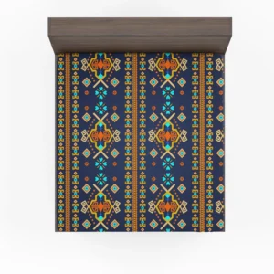 Colorful Ethnic Blue Pattern Fitted Sheet