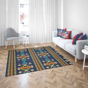 Colorful Ethnic Blue Pattern Rug 2