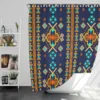 Colorful Ethnic Blue Pattern Shower Curtain