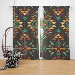 Colorful Ethnic Geometric Pattern Curtain