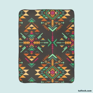 Colorful Ethnic Geometric Pattern Fleece Blanket 1