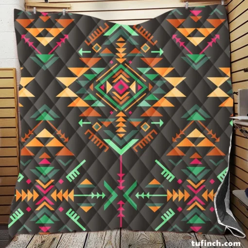 Colorful Ethnic Geometric Pattern Quilt Blanket